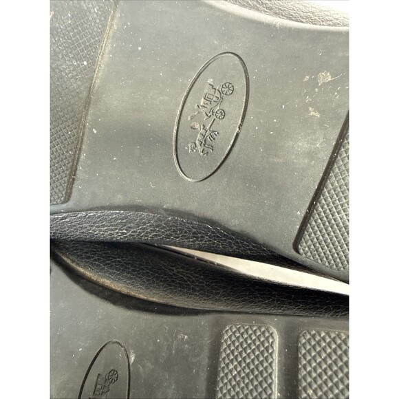 COACH Loafers w/ Metal Logo Accent- Olive Pebble Grain Leather Black Sz 9 - Picture 9 of 11